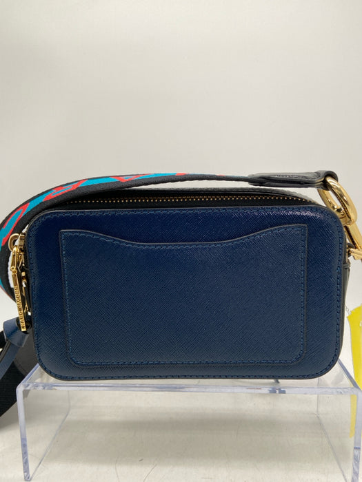 Marc Jacobs Navy, Black, Red Saffiano Leather Zip Close Colorblock Bag