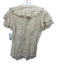 Ralph Lauren Size 6 Cream Linen V Neck Ruffle Short Sleeve Button Front Top Cream / 6