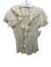 Ralph Lauren Size 6 Cream Linen V Neck Ruffle Short Sleeve Button Front Top Cream / 6
