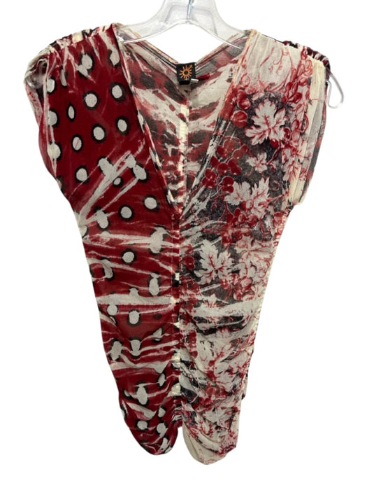 Jean Paul Gaultier Soleil Size L Red, White & Black No Fabric Tag V Neck Top Red, White & Black / L