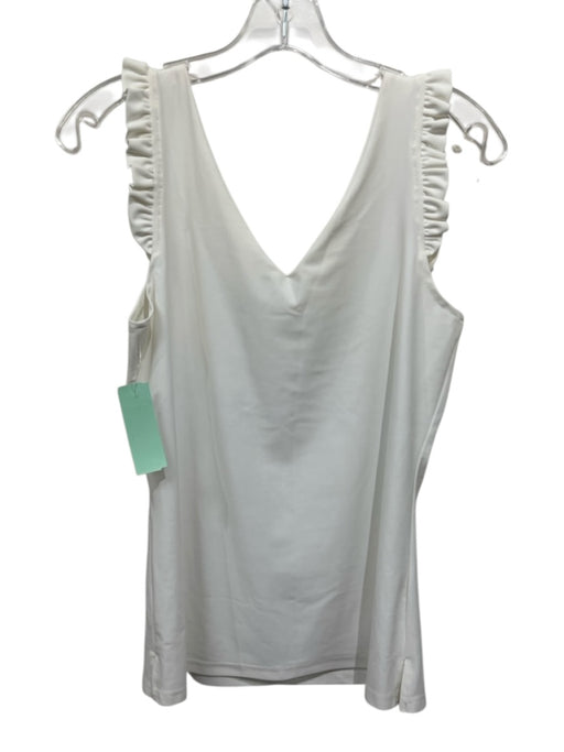 Jude Connally Size S White Nylon Blend Sleeveless V Neck Ruffles Top White / S