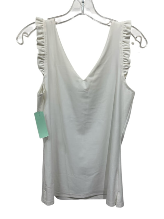Jude Connally Size S White Nylon Blend Sleeveless V Neck Ruffles Top White / S