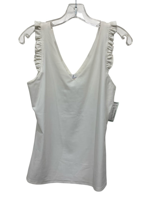Jude Connally Size S White Nylon Blend Sleeveless V Neck Ruffles Top White / S