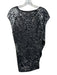 Donna Karan Size S Black Poly Blend Sequined Silver Accents V Neck Skirt Set Black / S