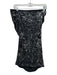 Donna Karan Size S Black Poly Blend Sequined Silver Accents V Neck Skirt Set Black / S