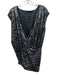 Donna Karan Size S Black Poly Blend Sequined Silver Accents V Neck Skirt Set Black / S