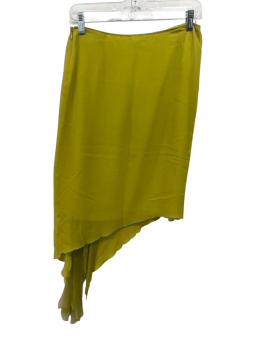 Etro Size 40 Olive Silk Zip Close Asymmetic Crepe Skirt Olive / 40