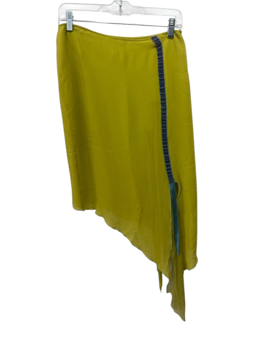 Etro Size 40 Olive Silk Zip Close Asymmetic Crepe Skirt Olive / 40