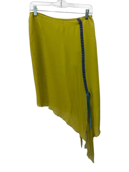 Etro Size 40 Olive Silk Zip Close Asymmetic Crepe Skirt Olive / 40