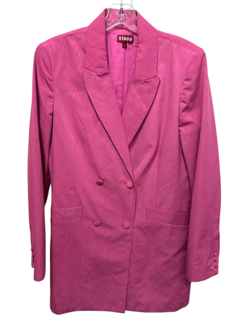Staud Size S Pink Poly Blend 2 Buttons Lapel Long Sleeve Slit Pockets Blazer Pink / S