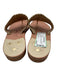 Jack Rogers Shoe Size 8 Tan Leather T Toe Embroidered Flat Sandals Tan / 8