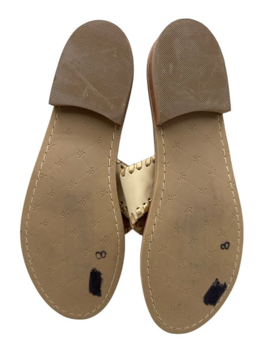 Jack Rogers Shoe Size 8 Tan Leather T Toe Embroidered Flat Sandals Tan / 8