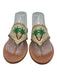 Jack Rogers Shoe Size 8 Tan Leather T Toe Embroidered Flat Sandals Tan / 8