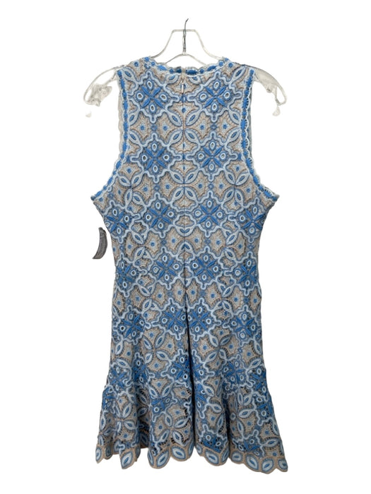 Jonathan Simkhai Size 8 Blue & Beige Polyester Lace Sleeveless Back Zip Dress Blue & Beige / 8