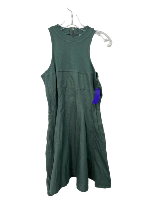 Daily Practice Size M Green Cotton & Rayon Back Zip Sleeveless Pockets Dress Green / M