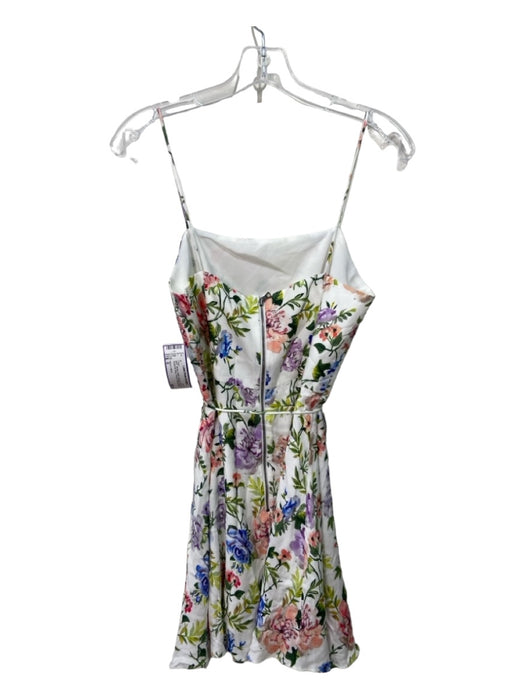 Alice + Olivia Size 8 White & Multi Viscose Sleeveless Spaghetti Strap Dress White & Multi / 8