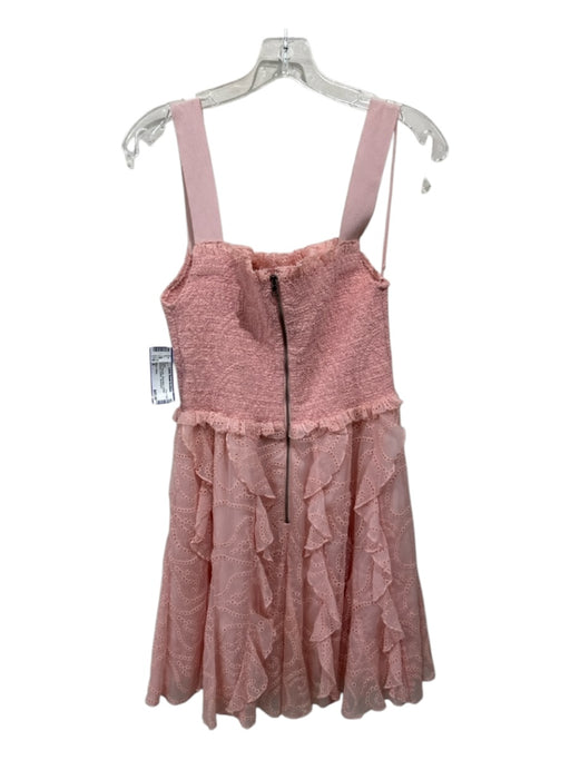 Alice + Olivia Size 6 Pink Polyester Sleeveless Eyelet Smocked Ruffles Dress Pink / 6