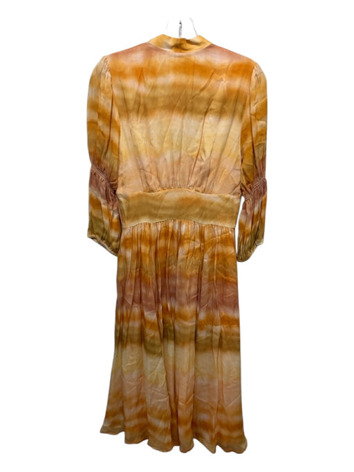 Cult Gaia Size Medium Yellow, Pink, Orange Viscose Long Smocked Sleeves Dress Yellow, Pink, Orange / Medium