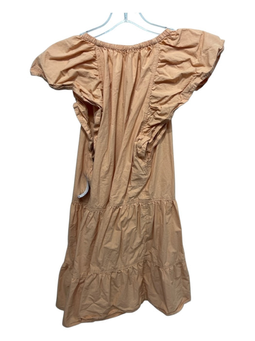 A.L.C. Size 8 Peach Orange Cotton Cap Sleeve Split Neck Elastic Neck Dress Peach Orange / 8