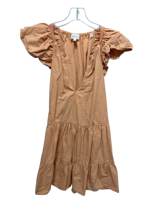 A.L.C. Size 8 Peach Orange Cotton Cap Sleeve Split Neck Elastic Neck Dress Peach Orange / 8