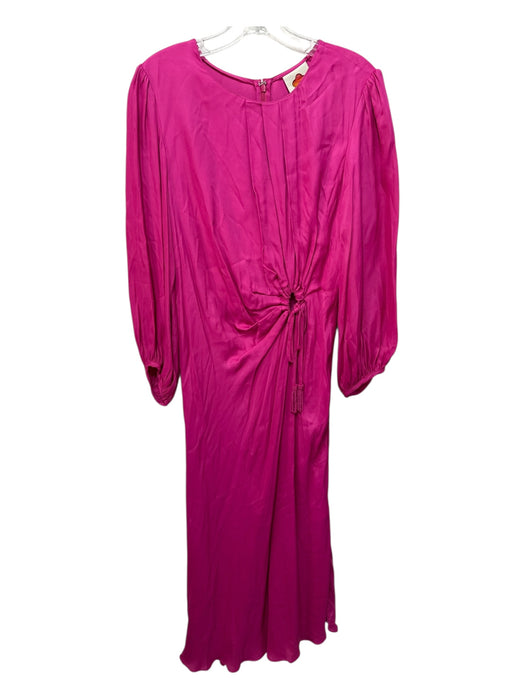 Farm Rio Size L Fuschia Pink Viscose Long Sleeve Solid Cutout detail Maxi Dress Fuschia Pink / L