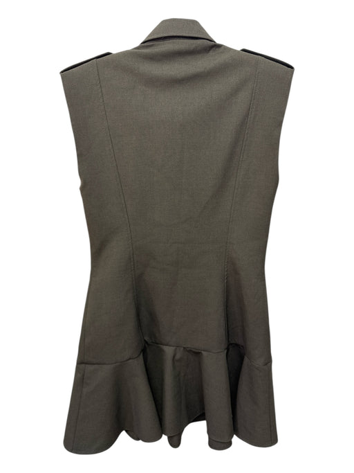 Zara Size M Dark Green Polyester Blend Sleeveless Button Detail Drop Waist Dress Dark Green / M