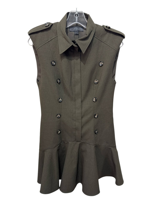 Zara Size M Dark Green Polyester Blend Sleeveless Button Detail Drop Waist Dress Dark Green / M