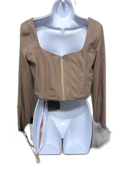House of CB Size L tan, orange, and brown Polyester Blend Boning Cropped Top tan, orange, and brown / L