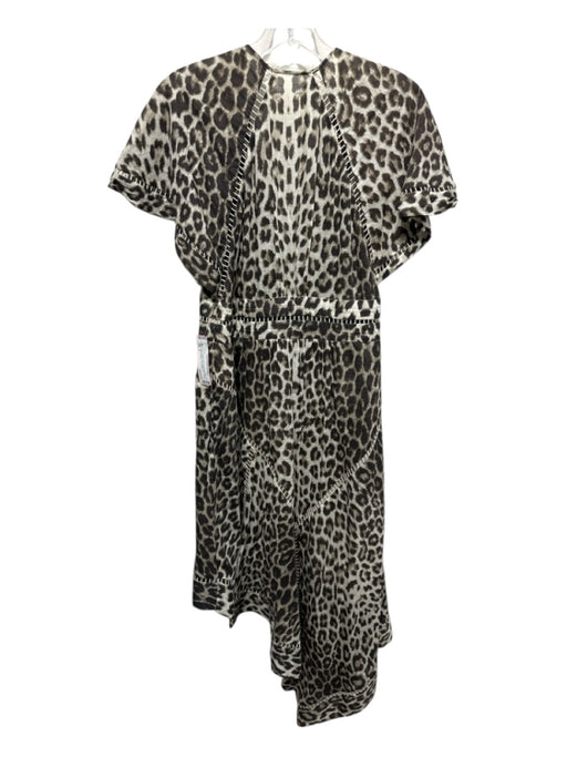 Zimmermann Size 2 Cream & Brown Missing Fabric Tag Leopard Print V Neck Dress Cream & Brown / 2