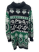 Farm Rio Size L Black, Green & White Acrylic & Wool Blend Knit Turtleneck Dress Black, Green & White / L