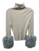 Maeve Size M Cream & Gray Viscose & Nylon Faux Fur Cuff Rib Knit Sweater Cream & Gray / M