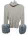 Maeve Size M Cream & Gray Viscose & Nylon Faux Fur Cuff Rib Knit Sweater Cream & Gray / M