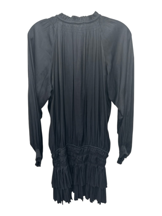 Ulla Johnson Size 6 Black Polyester Pintuck Pleats Drawstring Neck Dress Black / 6
