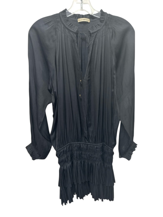 Ulla Johnson Size 6 Black Polyester Pintuck Pleats Drawstring Neck Dress Black / 6