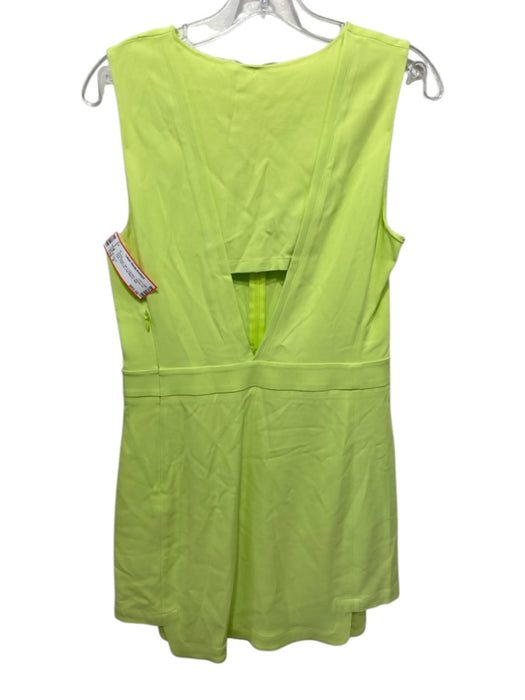 A.L.C. Size 6 Lime Green Silk & Spandex Sleeve Cut Outs Front Zip Midi Dress Lime Green / 6