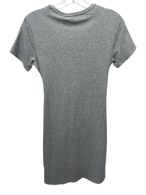 Theory Size S Grey Cotton & Modal Heathered Tie Waist Short Sleeve Dress Grey / S