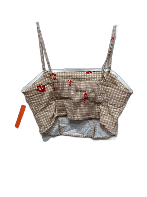 Celandine Size Medium Beige & Red Print Cotton Blend Checkered Anchors Pant Set Beige & Red Print / Medium