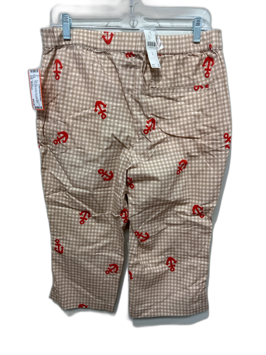 Celandine Size Medium Beige & Red Print Cotton Blend Checkered Anchors Pant Set Beige & Red Print / Medium