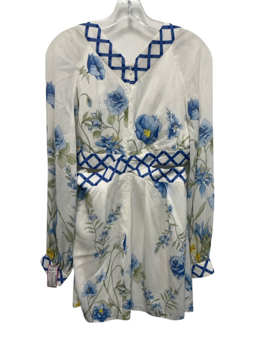 Alice McCall Size 8 Blue, Green, Yellow Viscose & Silk Long puff sleeve Dress Blue, Green, Yellow / 8