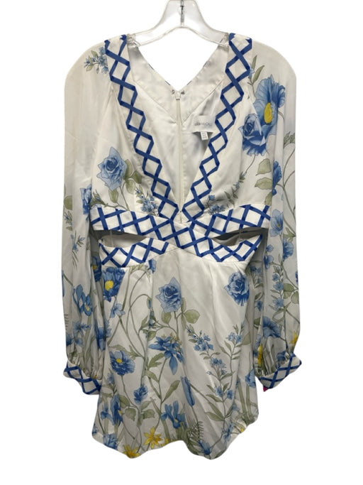 Alice McCall Size 8 Blue, Green, Yellow Viscose & Silk Long puff sleeve Dress Blue, Green, Yellow / 8