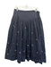 Maeve Size Medium Navy Blue Cotton Blend Smocked Waist Band Gathered Midi Skirt Navy Blue / Medium