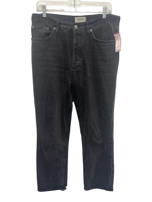 Agolde Size 29 Faded Black Cotton Blend High Rise Whiskering Raw Hem Jeans Faded Black / 29