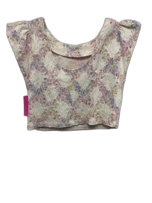 Elliatt Size S/M Cream, Pink, Blue Rayon Blend Elastic Waist Floral Skirt Set Cream, Pink, Blue / S/M