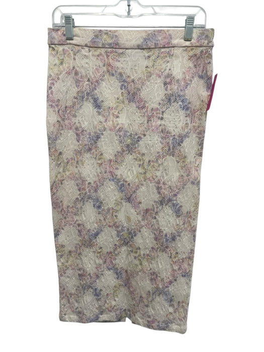 Elliatt Size S/M Cream, Pink, Blue Rayon Blend Elastic Waist Floral Skirt Set Cream, Pink, Blue / S/M