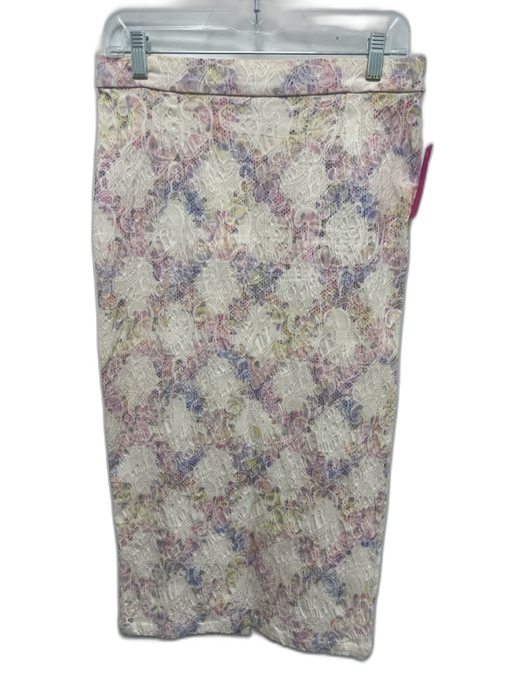 Elliatt Size S/M Cream, Pink, Blue Rayon Blend Elastic Waist Floral Skirt Set Cream, Pink, Blue / S/M