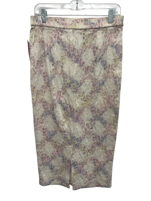 Elliatt Size S/M Cream, Pink, Blue Rayon Blend Elastic Waist Floral Skirt Set Cream, Pink, Blue / S/M