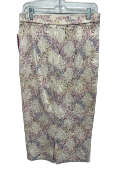 Elliatt Size S/M Cream, Pink, Blue Rayon Blend Elastic Waist Floral Skirt Set Cream, Pink, Blue / S/M