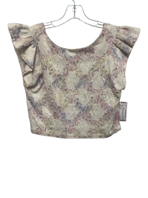 Elliatt Size S/M Cream, Pink, Blue Rayon Blend Elastic Waist Floral Skirt Set Cream, Pink, Blue / S/M