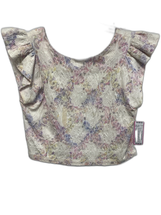 Elliatt Size S/M Cream, Pink, Blue Rayon Blend Elastic Waist Floral Skirt Set Cream, Pink, Blue / S/M