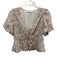 ASTR Size Medium Purple, Green, Pink Cotton Short Puff Sleeve Floral Cropped Top Purple, Green, Pink / Medium